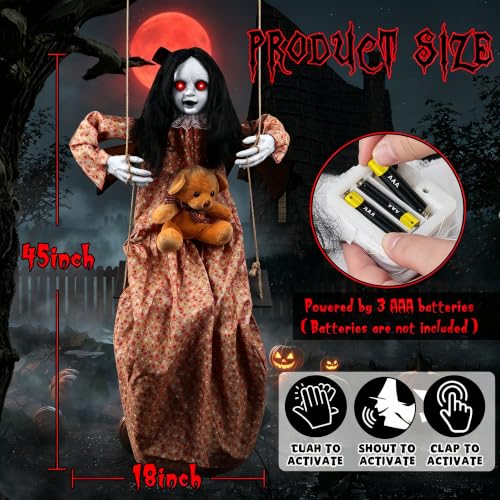 Outdoor Hanging Halloween Doll - Creepy 45-Inch Swinging Horror Decor