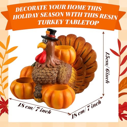 Thanksgiving Turkey Candle Holder with Pumpkin Compartments - Fall Table Decor