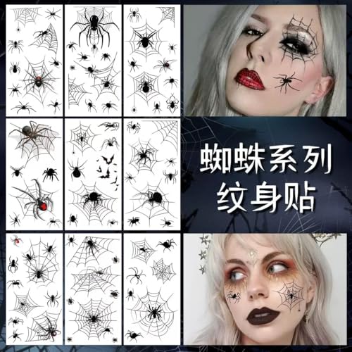 Halloween Spider Web Temporary Tattoos - Style04, Waterproof Body Art Stickers