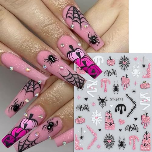 Halloween Nail Stickers Ghost and Spiders 3D Self-Adhesive Nail Decals - Halloween-2