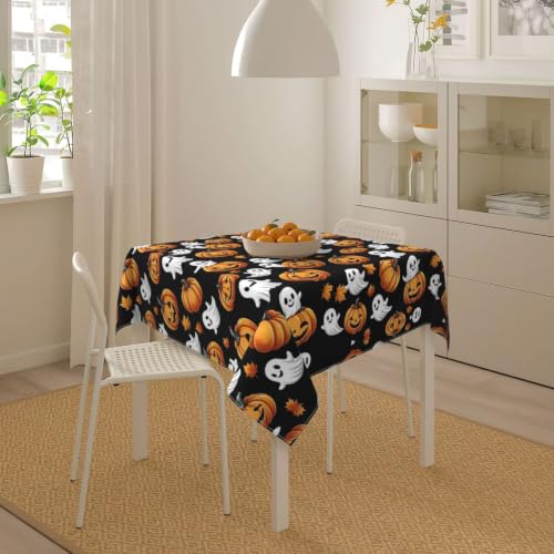 Halloween Square Tablecloth 54x54 Inch Spooky Farmhouse Decor Waterproof Fabric