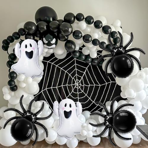 Halloween Balloons Set - 6 Large Ghost & Spider Foil Decorations for Parties