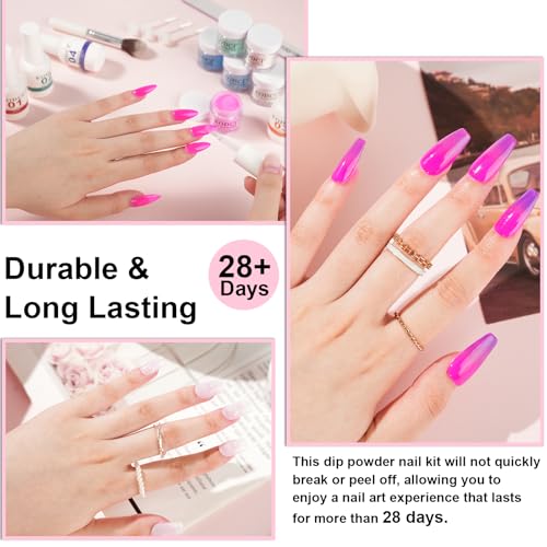 Glow in Dark Dip Powder Nail Set - 6 Colors, Long-Lasting, No Lamp Needed