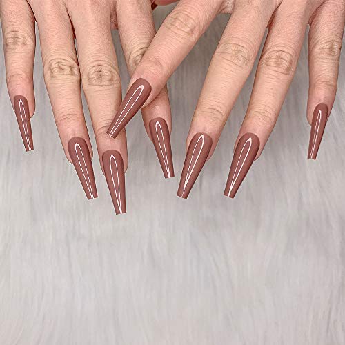 Artquee 24pcs Deep Nude Ballerina Coffin Fake Nails - Variation CB-4