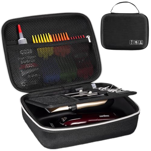 ProCase Barber Case with Washable Oilproof Inner Casing, Hard Travel Carrying Bag for Hair Clippers, Hair Cutting Supplies Holder, Trimmer Organizer Storage for Men Razor Guard Grooming Kits -Black