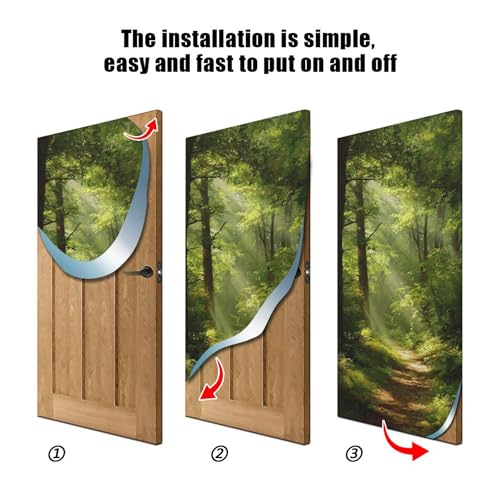 Stretch Fabric Door Cover 32x79 Inches for Holiday & Party Decor - Forest Design