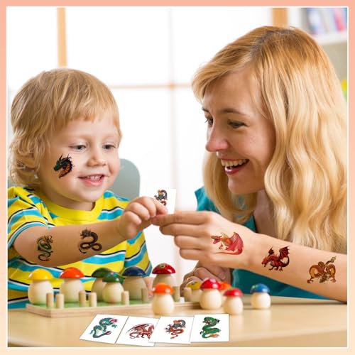 102pcs Kids Dragon Temporary Tattoos Waterproof & Non-Allergic - Body & Arm Stickers for Parties & Gifts