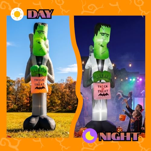 12FT Halloween Inflatable Frankenstein Monster Yard Decoration with RGB Flashing Bag