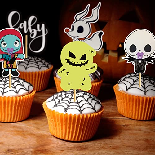 Halloween Cupcake Toppers Set - 28 Spooky Ghost & Skull Decorations for Cakes