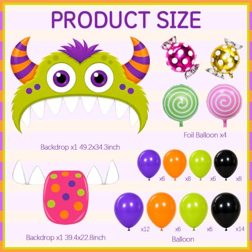 Monster Trunk or Treat Car Decorations Kit - Halloween Party Backdrop & Balloons - Variation of THIS listing