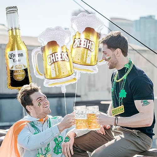 Large Foil Beer Bottle & Cup Balloons for Summer Party Decorations - 4 Pieces