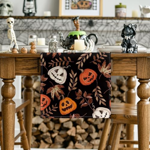 Halloween Table Runner 13 x 90 Inch Black Polyester Party Decor for Home