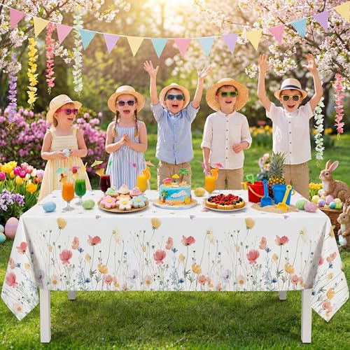 Tudomro Floral 54 Inch x 100 ft Waterproof Disposable Tablecloth Roll for Parties