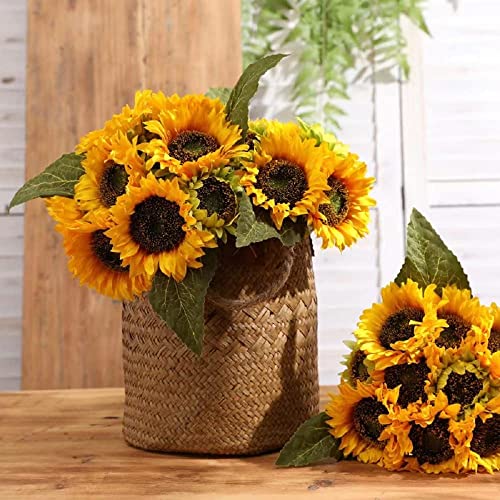 Yellow Sunflower Artificial Flowers 12Pcs, 23.62 Inch Long Stem for Home Wedding Decor