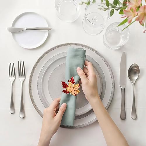 Fall Maple Leaf Napkin Rings Set - Thanksgiving & Halloween Table Decor