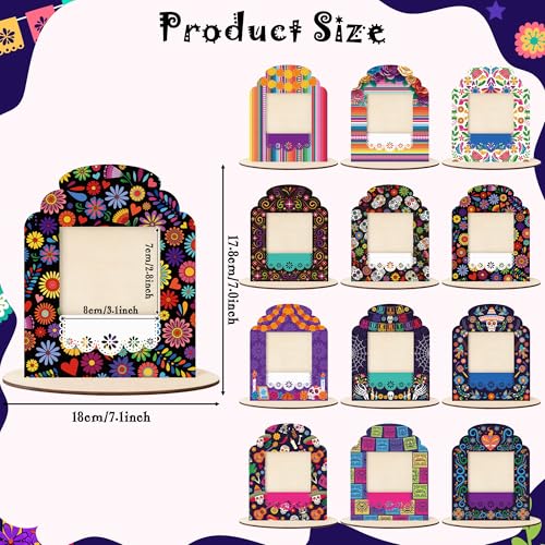 Day of the Dead Photo Frame Set - 12 Wooden Frames for Dia De Los Muertos Altars - Variation: Day of the Dead 12 Sets