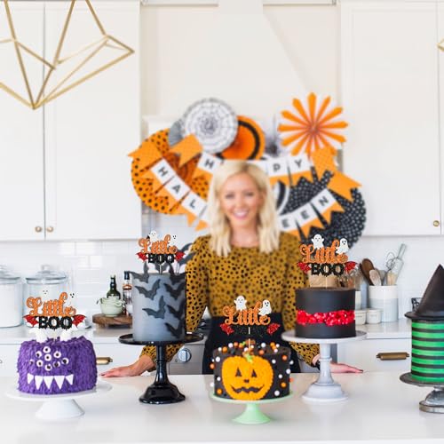 Halloween Little Boo Cake Topper - Orange 1Pc Ghost Party Decorations
