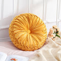 15-Inch Round Pumpkin Throw Pillow - Yellow Fall Decorative Pillow - Ruffle Design