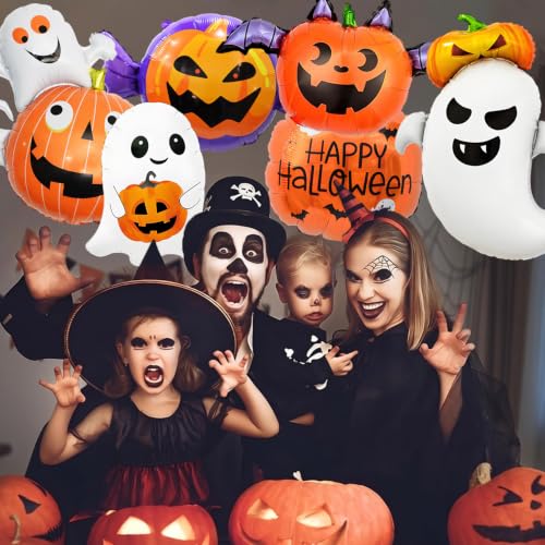 Halloween Balloons Set - Ghost and Pumpkin Foil Decorations for Party