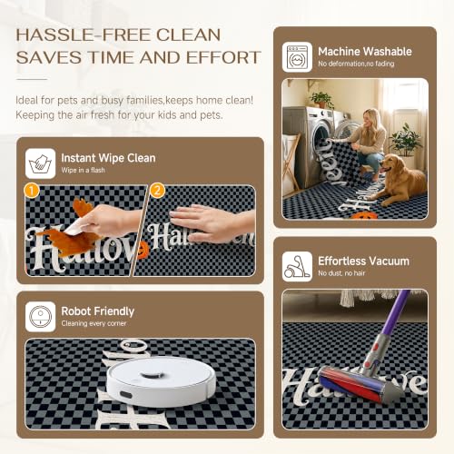 Halloween Kitchen Rug Set 3-Piece Ghost Pumpkin Bats Non-Slip Mat - Black, 20x32/48/59 Variation of THIS listing