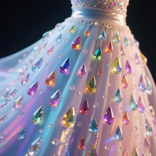Large AB Colorful Rhinestones Water Drop Flatback Gems - Dark Blue AB, 100PCS