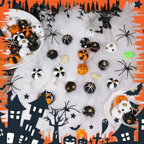 Halloween Mini Pumpkin Figurines Set - 20 Resin Miniatures for Decor & Cake Toppers