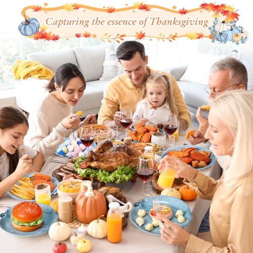 Blue Pumpkin Paper Plates - 100 Pack Fall Thanksgiving Dinnerware