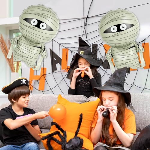 Large Mummy Foil Balloons Halloween Party Decorations - 6 Pack