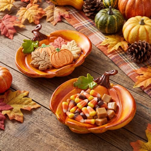 Fall Candy Dish Set - Resin Pumpkin Bowls for Halloween & Thanksgiving - Variation: Pumpkin