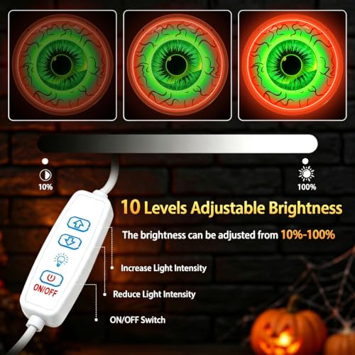 Eyeball Neon Sign Halloween Decorations Dimmable Wall Light - Red & Green Variation