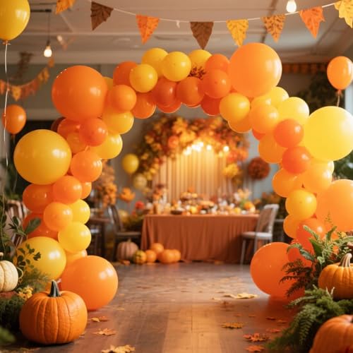 Rubfac Orange Balloon Arch Kit - 154pcs Burnt Orange Balloons for Parties & Events