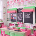 Pink Green Gradient Circus Classroom Awning Set - 108" x 54" Party Decorations