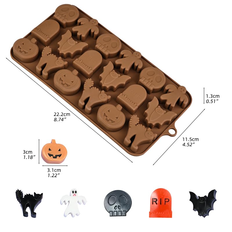 Halloween Silicone Mold Set - 6 Designs for Candy & Cake Decorations - Variation of Halloween