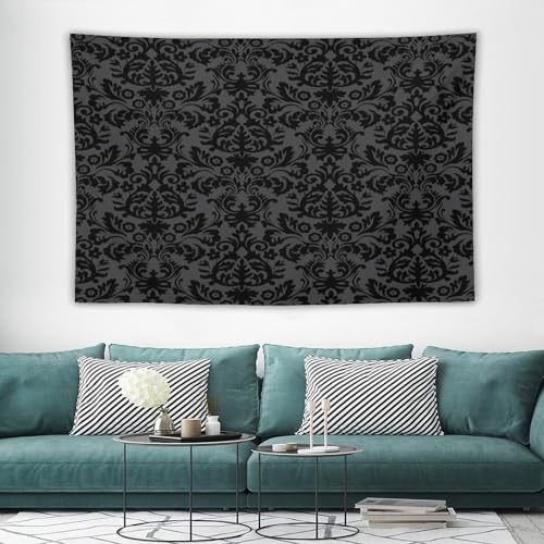 VUMIVI Victorian Gothic Floral Damask Tapestry Wall Hanging - Halloween 17 Variation, W90xL60in