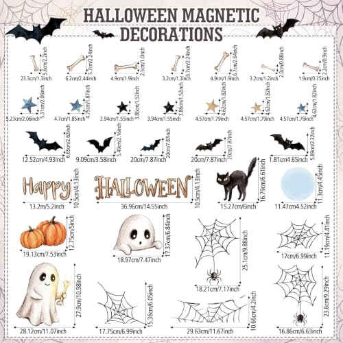 Halloween Refrigerator Magnets Set - 43 Cute Ghost & Spooky Decor Pieces