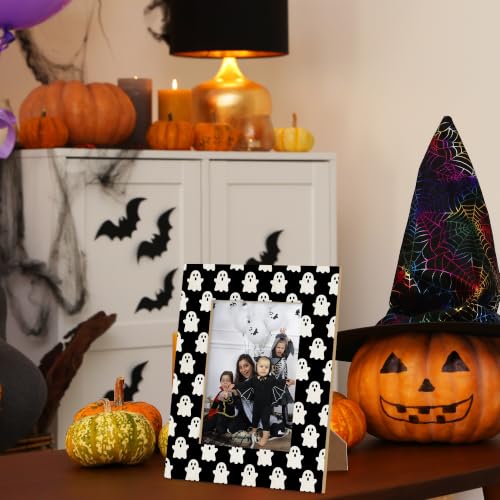 Halloween Picture Frame 4x6 Photo Black and Ghost Wooden Decor with Variation