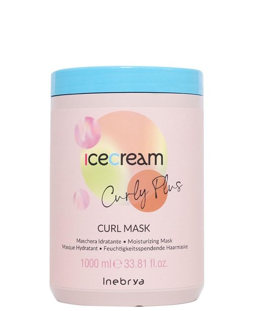 Inebrya Ice Cream Curly Plus Curl Mask – Deep Moisturizing & Anti-Frizz Mask for Curly and Wavy Hair, 100% Vegan