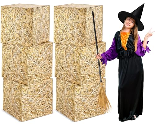 Halloween Witch Theme Set with 6 Hay Bale Paper Boxes, Witch Hat & Broom - Variation 8