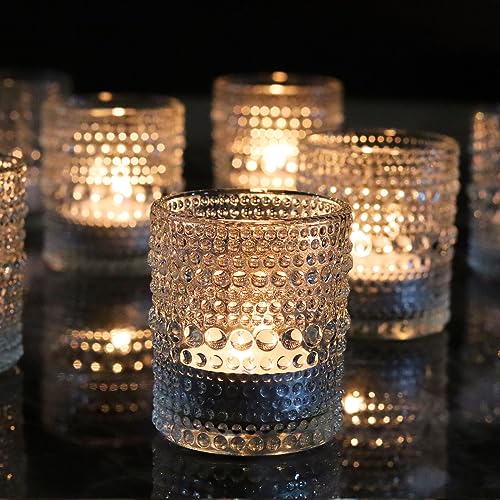 Clear Votive Candle Holders Set 24 PCS Hobnail Glass Tealight Holders - Spring & Wedding Decor Variation of THIS listing