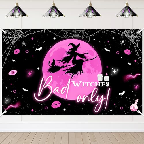 Halloween Banners for Parties - Bad Witches Only Backdrop 6x3.6ft