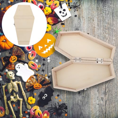 Halloween Coffin Gift Box - Small Wooden Decor for Candy Treats & Themed Events