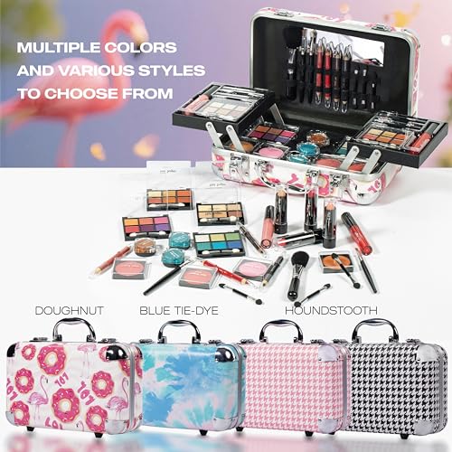All-in-One Makeup Set with Blue Tie-Dye Case for Beginners & Enthusiasts