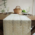 FunWheat Fall Table Runner with Tassels 108 Inches - Cream Burlap Farmhouse Decor