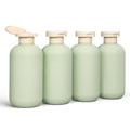 DEMORA 6.6oz Travel Bottles for Toiletries, Larger Plastic Travel Squeeze Bottles Leak Proof Refillable Toiletry Containers with Flip Caps and Labels for Shampoo Conditioner Lotion (Green, 4 Pcs)