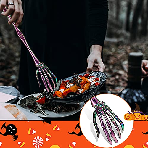 Halloween Skeleton Hand Salad Tongs Set - Spooky Kitchen Utensils for Party