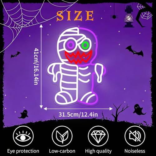 Skeleton Zombie Neon Sign for Halloween Decorations - USB Dimmer Included