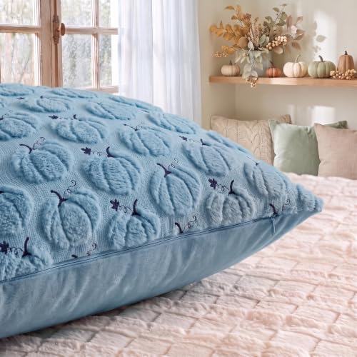Fall Blue Pumpkin Body Pillow Cover 20x54 Inches with Zipper