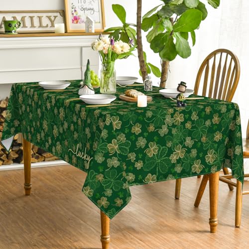 Horaldaily St. Patrick's Day Tablecloth 60 x 84 Inch Rectangular Green