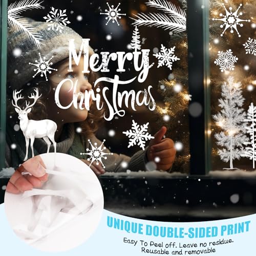 Christmas Window Clings 9 Sheets Winter Forest Snowflakes Reusable Decor
