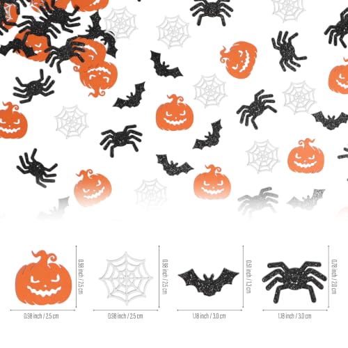 Halloween Confetti 200pcs Table Scatter Decorations for Party, Pumpkin Bat Spider Web Design